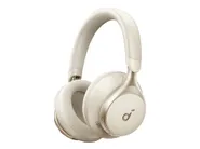 Soundcore Space One - Hörlurar med mikrofon - fullstorlek - Bluetooth - trådlös, kabelansluten - aktiv brusradering - 3,5 mm kontakt - café latte