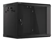RACK CABINET 19" WALL-MOUNT 9U/600X450 (FLAT PACK) WITH GLASS DOOR BLACK V2