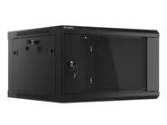 RACK CABINET 19" WALL-MOUNT 6U/600X600 (FLAT PACK) WITH GLASS DOOR BLACK V2