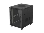 RACK CABINET 19" FREE-STANDING 15U/600X800 (FLAT PACK) WITH GLASS DOOR BLACK
