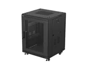 RACK CABINET 19" FREE-STANDING 15U/600X600 (FLAT PACK) WITH MESH DOOR BLACK