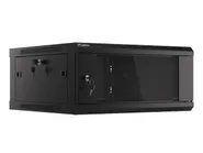 RACK CABINET 19" WALL-MOUNT 4U/600X600 (FLAT PACK) WITH GLASS DOOR BLACK V2