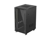RACK CABINET 19" FREE-STANDING 22U/600X800 (FLAT PACK) WITH GLASS DOOR BLACK
