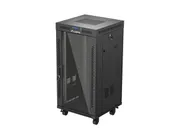RACK CABINET 19" FREE-STANDING 22U/600X600 (FLAT PACK) WITH GLASS DOOR LCD BLACK V2