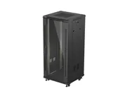 RACK CABINET 19" FREE-STANDING 27U/600X600 (FLAT PACK) WITH GLASS DOOR BLACK