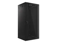 RACK CABINET 19" WALL-MOUNT 27U/600X600 (FLAT PACK) WITH GLASS DOOR BLACK V2