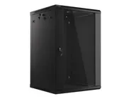 RACK CABINET 19" WALL-MOUNT 18U/600X600 (FLAT PACK) WITH GLASS DOOR BLACK V2