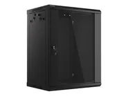 RACK CABINET 19" WALL-MOUNT 15U/600X450 (FLAT PACK) WITH GLASS DOOR BLACK V2