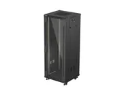 RACK CABINET 19" FREE-STANDING 32U/600X600 (FLAT PACK) WITH GLASS DOOR BLACK