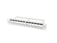 PATCH PANEL BLANK 12 PORT 1U WITH ORGANIZER FOR KEYSTONE MODULES GREY
