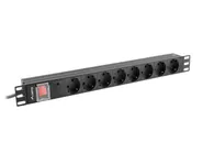 POWER DISTRIBUTION UNIT (PDU) 19" 1U 16A 2M 8X SCHUKO OUTLETS BLACK