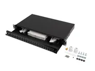 RACKMOUNT 19" 1U FIBER PATCH PANEL 24XSC DUPLEX / 24XLC QUAD BLACK + ACCESSORIES