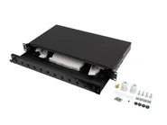 RACKMOUNT 19" 1U FIBER PATCH PANEL 12XSC SIMPLEX / 12XLC DUPLEX BLACK + ACCESSORIES