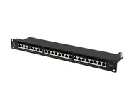 PATCH PANEL 24 PORT 1U 19" CAT.7 FTP WITH CABLE ORGANIZER SHIELDED BLACK
