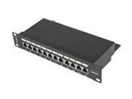 PATCH PANEL 12PORT 1U 10" CAT.5E FTP WITH CABLE ORGANIZER SHIELDED BLACK