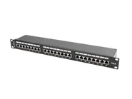 PATCH PANEL 24 PORT 1U 19" CAT.6 FTP WITH CABLE ORGANIZER SHIELDED BLACK