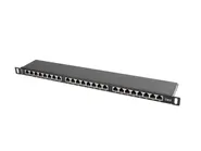 PATCH PANEL 24 PORT 0.5U 19" CAT.6 FTP WITH CABLE ORGANIZER SHIELDED BLACK