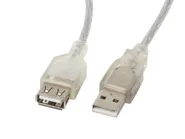 USB-A M/F 2.0 CABLE 1.8M TRANSPARENT FERRITE