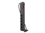 SURGE PROTECTOR SP1 1.5M 5X SCHUKO OUTLETS BLACK