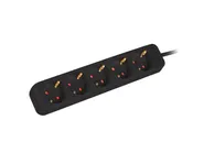 POWER STRIP 3M 5X SCHUKO OUTLETS QUALITY-GRADE COPPER CABLE BLACK