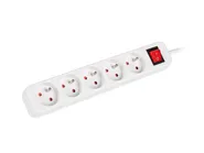 POWER STRIP 3M 5X FRENCH OUTLETS WITH SWITCH QUALITY-GRADE COPPER CABLE WHITE