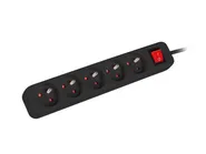 POWER STRIP 1.5M 5X FRENCH OUTLETS WITH SWITCH QUALITY-GRADE COPPER CABLE BLACK