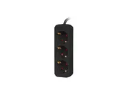 POWER STRIP 1.5M 3X SCHUKO OUTLETS QUALITY-GRADE COPPER CABLE BLACK