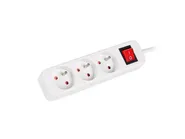 POWER STRIP 1.5M 3X FRENCH OUTLETS WITH SWITCH QUALITY-GRADE COPPER CABLE WHITE