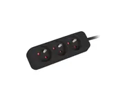 POWER STRIP 1.5M 3X FRENCH OUTLETS QUALITY-GRADE COPPER CABLE BLACK
