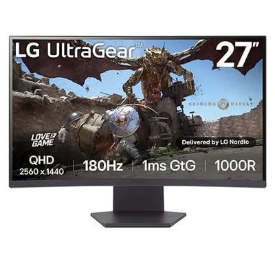 27" UltraGear™ QHD välvd VA-spelskärm | 180 Hz uppdateringsfrekvens
