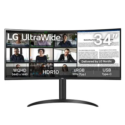 34" UltraWide QHD välvd VA-skärm med 100 Hz uppdateringsfrekvens och USB-C