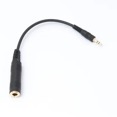 Jack adapter cable, 0.15 m, 6.35 mm to 3.5 mm jack, gold