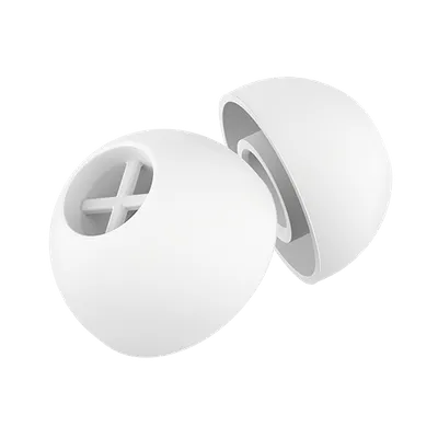 Silicone Ear Tips, White, 5 Pair - M