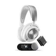 SteelSeries Arctis Nova Pro - Headset - fullstorlek - Bluetooth/radiofrekvens 2,4 GHz - trådlös - aktiv brusradering - vit - med GameDAC Gen 2